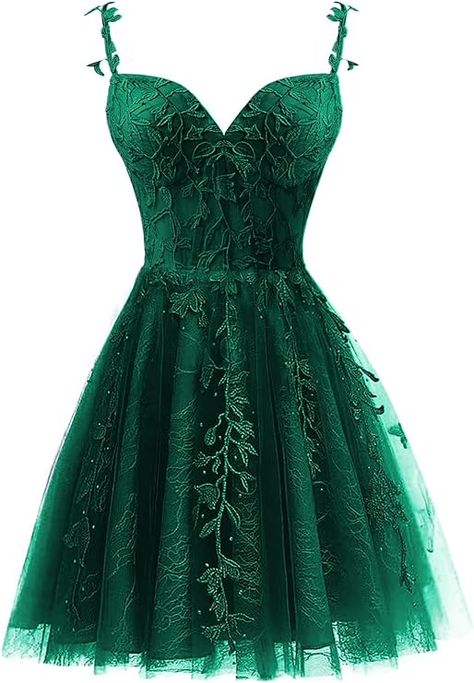 Fairytale Dress Aesthetic, Dark Green Dress Short, Prom Dress Mini, Sweet 16 Dresses Short, Debut Dresses, Emerald Green Prom Dress, Homecoming Dresses For Teens, Short Green Dress, Cute Formal Dresses