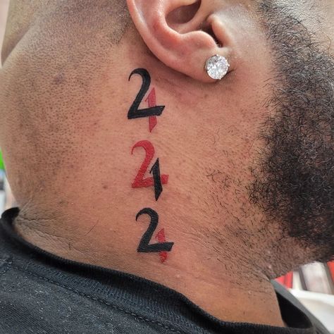 444 Neck Tattoo, 444 Butterfly Tattoo, Tattoo Ideas Behind Ear, 444 Tattoos, Behind The Neck Tattoos, Angel Number Tattoo Ideas, Phenomenal Tattoo, Number Tattoo Ideas, 444 Tattoo Ideas