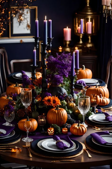 Adult Halloween Decorations, Halloween Dining Room, Halloween Decorating Ideas, Halloween Decor Diy, Halloween Tablescape, Halloween Party Dinner, Halloween Decor Ideas, Dripping Candles, Halloween Table Decorations