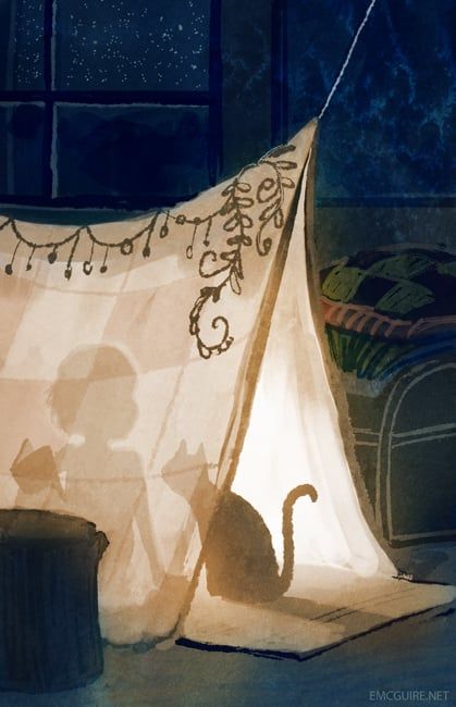 The enigmatic beauty of a book fort. 동화 삽화, Marjolein Bastin, Lukisan Cat Air, Art Et Illustration, Art And Illustration, Fantasy Illustration, Story Inspiration, Mail Art, Childrens Illustrations