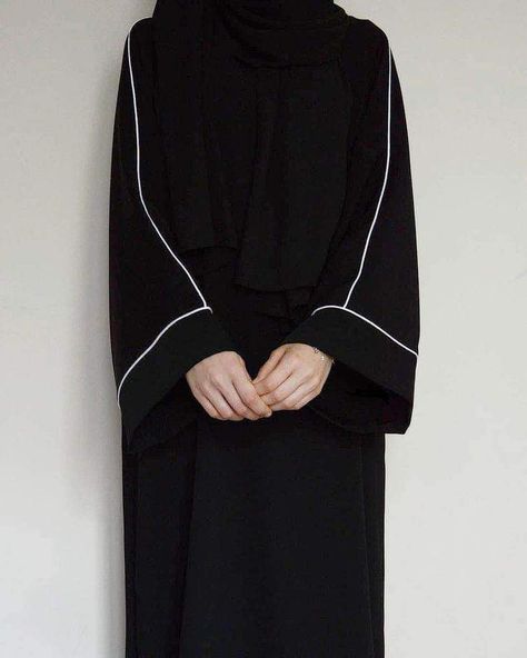 Black Hijab, Abaya Designs, Black Dress, Wall, White, Black