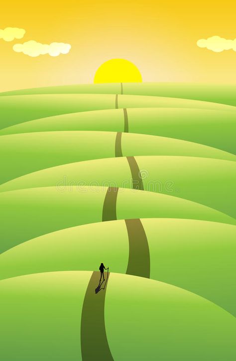 Life Journey Illustration, Road Illustration Design, Good Luck Illustration, Luck Illustration, Journey Illustration, Road Vector, Edge Of The World, Long Journey, Creative Icon