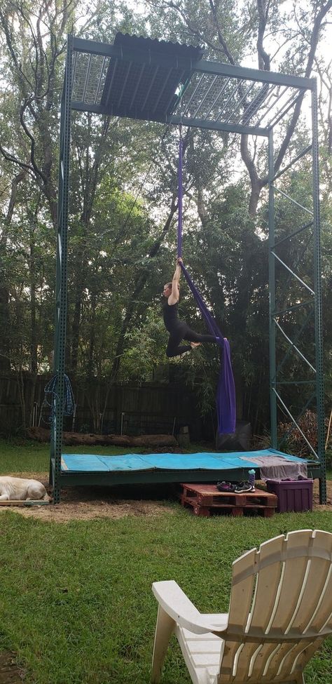 Aerial Silks Home Set Up, Backyard Cabana, Aerial Silk, Aerial Arts, Party House, Aerial Silks, Aerial Yoga, Diy Pergola, Little Houses