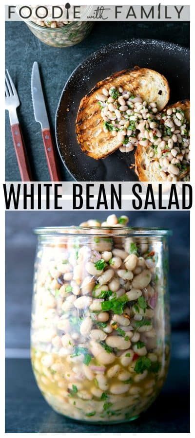 White Bean Salad - Foodie With Family White Bean Salad, Creamy Potato Salad, Simple Vinaigrette, Eat Salad, Vinaigrette Dressing, Appetizer Salads, Light Lunch, White Bean, Mediterranean Diet Recipes