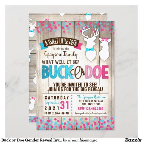 Hunting Gender Reveal, Country Gender Reveal, Buck Or Doe Gender Reveal, Cowgirl Baby Shower Invitations, Gender Reveal Box, Cowgirl Baby Shower, Simple Gender Reveal, Unique Gender Reveal, Gender Reveal Decor