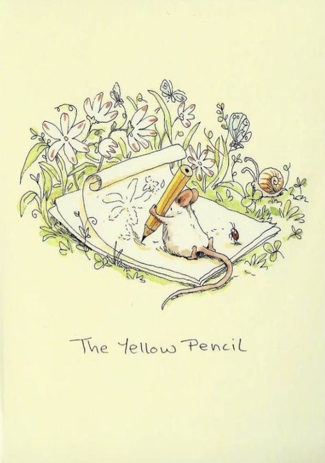 Anita Jeram, Yellow Pencil, Childrens Illustrations, Childrens Art, Children's Book Illustration, A Drawing, Whimsical Art, A Mouse, 귀여운 동물