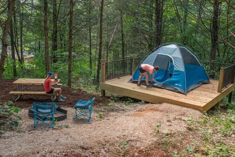 Planning to spend the night? You have quite a few options - Echo Bluff State Park, Missouri Tent Platform, Missouri State Parks, Best Campgrounds, Kayak Camping, Camping Places, Camping Destinations, Camping Locations, Camping Checklist, Camping Glamping