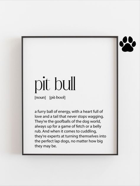 Humorous definition art print of PIT BULL - perfect for dog lovers with a sense of humor - available in multiple sizes and gold foil print options - no frame included Definition Art, Lap Dogs, Whimsical Illustration, Dogs Of The World, Pitbull, Great Gifts, United Kingdom, Things To Come, Art Print