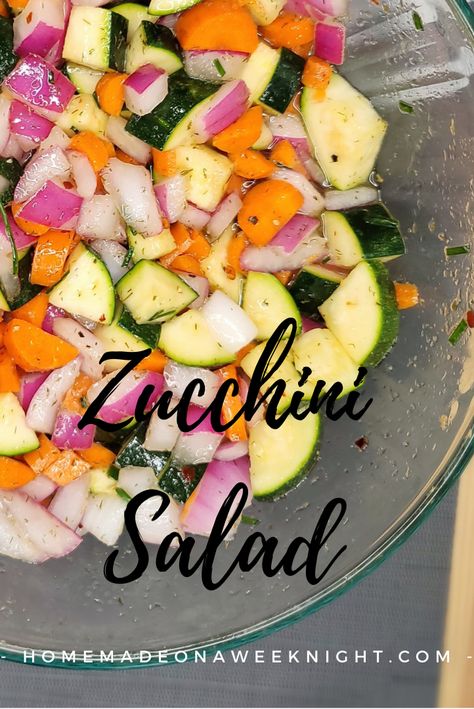 Zucchini Salad - bring a different type of #sidesalad to the table! https://homemadeonaweeknight.com/2021/08/22/zucchini-salad-summersalads/ #saladrecipes #zucchinisalad #eatyourveggies Zucchini In Salad, Squash And Zucchini Salad, Salad Zucchini Recipes, Zucchini Salad Recipes, Corn Zucchini Salad, Salad With Zucchini And Squash, Cheesecake Factory Salads, Light Salad Recipes, Salads Without Lettuce