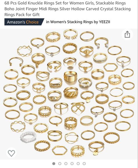 Amazon Rings, Rings Pack, Rings Set For Women, Midi Rings Silver, Rings Boho, Aesthetic Rings, Layered Chain Necklace, Layered Chains, Knuckle Rings