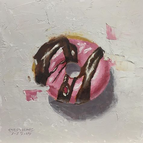 Craig Stephens on Instagram: “Pink donut, 8”x7”. Oil on hardboard. It’s our boy’s birthday today so I got him some donuts. #paintingaday #dailypainting #dailyart…” Craig Stephens, Pink Donut, Birthday Today, Pink Donuts, Daily Painting, Mini Paintings, Daily Art, Got Him, Art Techniques