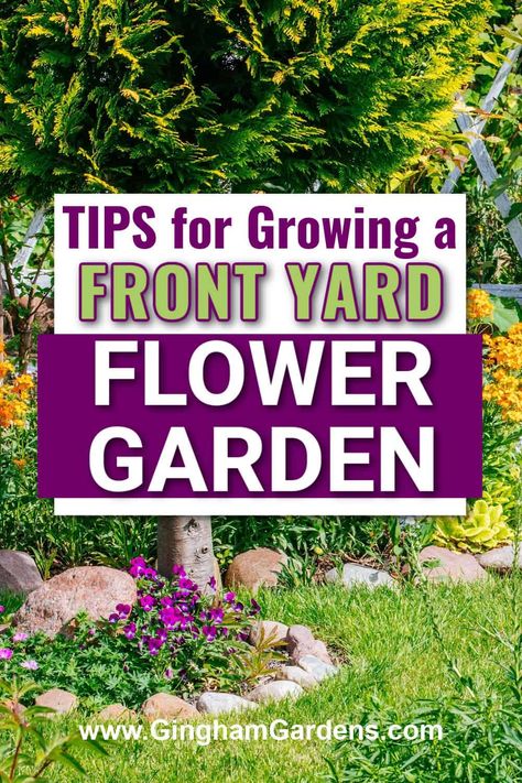 Not only do front yard flower beds add curb appeal to your home, they can also create a habitat for pollinators. Plus, it's a great way to get acquainted with your neighbors. Stop by Gingham Gardens to get all the tips and ideas for adding a flower garden to your front yard landscape. Front Yard Flower Garden, Flower Garden Tips, Front Yard Flower Bed Ideas, Front Yard Flower Bed, Flower Garden Borders, Front Yard Flowers, Front Yard Landscape, Backyard Flowers Garden, Add Curb Appeal