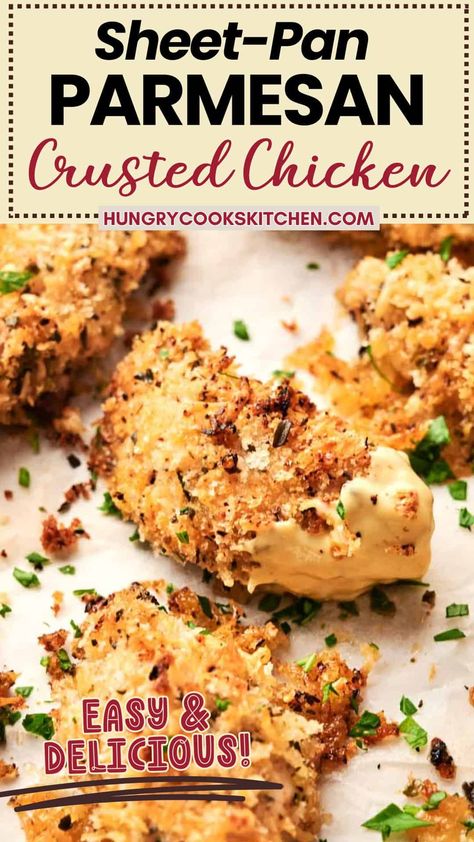 Sheet Pan Parmesan Chicken, Parmesan Crusted Chicken And Potatoes, Parmesan Panko Crusted Chicken, Easy Sheet Pan Dinners Chicken, Parmesan Crusted Chicken Dinner, Parmesan Crusted Chicken Thighs, Quick And Easy Chicken Breast Recipes, Chicken Sheet Pan Recipes, Sheet Pan Chicken Recipes