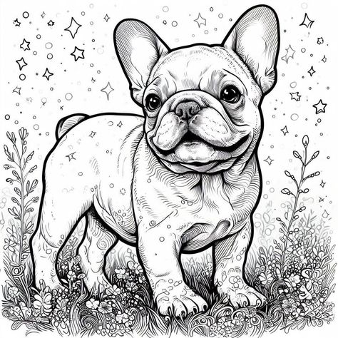 French Bulldog Wallpaper, French Bulldog Drawing, Animal Line Drawings, Cartoon Drawings Sketches, Horse Art Drawing, Dog Coloring Book, French Bulldog Art, Dog Coloring Page, Character Design Sketches