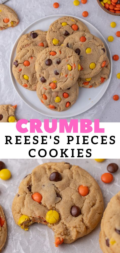 Crumbl Peanut Butter, Reese's Pieces Cookies, Crumble Cookie Recipe, Lifestyle Of A Foodie, Bars Cookies, Crumble Cookie, Crumble Cookies, Heavenly Recipes, Reese's Pieces