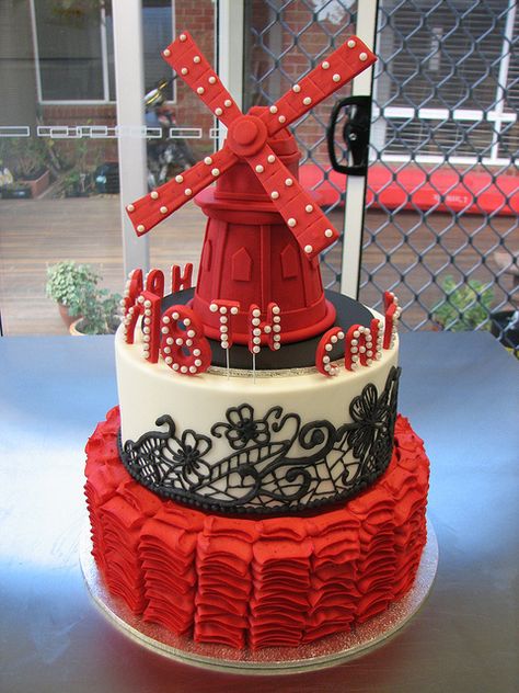 OR this one!!! Moulin Rouge Cake by kylie.cakes, via Flickr Moulin Rouge Cake, Burlesque Cake, 21st Birthday Party Themes, Paris Honeymoon, Mothers Day Cake, Themed Weddings, Novelty Cakes, Cake Creations, Cakes And More