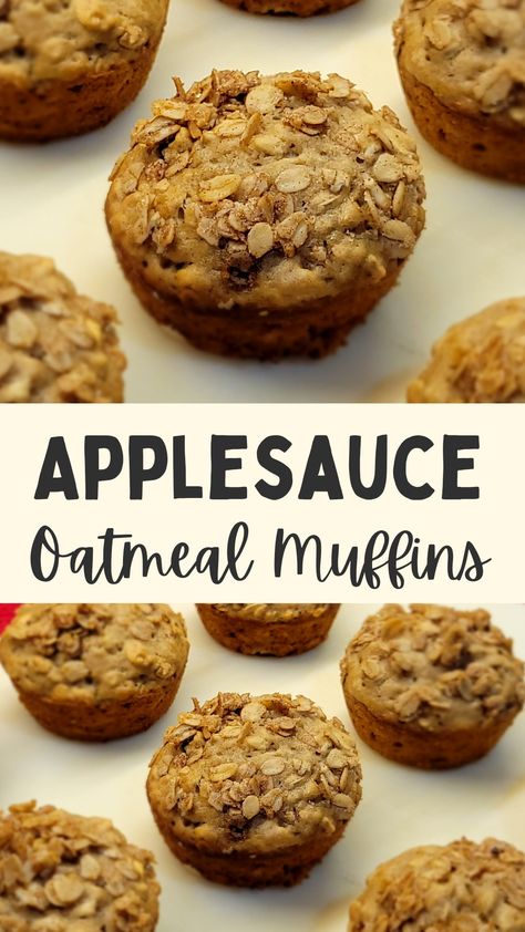 An easy oatmeal and applesauce muffin recipe. These are perfect for a quick and healthy breakfast on the go! #applesauce #muffins #oatmeal #quickbreakfast #breakfastideas #bakingrecipes #healthyrecipes Oatmeal Applesauce Muffins, Applesauce Muffin Recipe, Homemade Muffins Recipe, Muffins Blueberry, Applesauce Muffins, Easy Oatmeal, Homemade Muffins, Oatmeal Muffins, Muffin Recipe