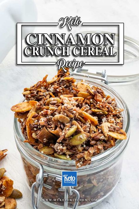 Keto Breakfast Recipes For Beginners, Keto Croutons, Keto Granola Recipe, Keto Cereal Recipe, Keto Hot Cereal, Homemade Keto Cereal, Low Carb Granola Recipe With Oats, Homemade Low Carb Granola, Keto Cinnamon Toast Crunch Cereal