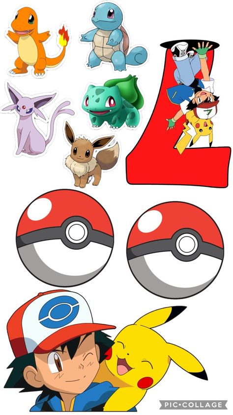 Pokemon Cake Toppers Free Printable, Pokemon Cake Toppers Printable, Pokemon Torte, Bolo Pikachu, Bolo Pokemon, Sofia Birthday Cake, Pokemon Cake Topper, Pokemon Birthday Cake, Pokémon Birthday