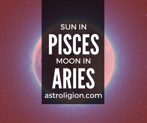 Pisces Sun Aries Moon Personable yet strong-willed, the pisces sun-aries moon personality is likely to be an interesting balance of serenity and strength. They are dreamers who dream big and have the wherewithal to chase those dreams and turn them to reality. The pisces in sun and aries in moon combination engenders a temperament that is by turns reflective and ponderous but also intense and daring. These people are not to be underestimated because beneath their placid congenial surface lays ... Pisces Sun Aries Moon, Moon Personality, Aries Moon Sign, Pisces Sun Sign, Sun Sagittarius, Sun People, Moon In Aries, Aries Moon, Pisces Sun