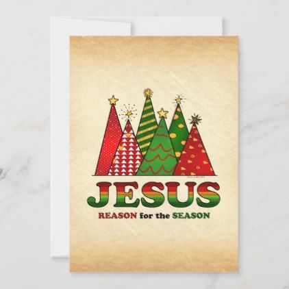 Jesus Christmas Trees Holiday Card