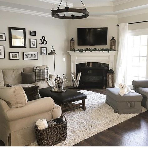 Corner Fireplace Decor, Corner Fireplace Living Room, Farmhouse Living Room Design, Comfy Living Room Decor, Farmhouse Living Room Decor, Farmhouse Living Room Decor Ideas, Comfy Living Room, Living Room Design Ideas, Cabinet Kitchen