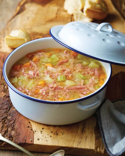 Ham Hough and Red Lentil Soup - ALDI UK Ham Hock Soup Recipes Slow Cooker, Ham Hock Soup Recipes, Soup Recipes Ham, Recipes With Ham, Soup Recipes Uk, Ham Hock Soup, Ham And Lentil Soup, Lentil Recipes Healthy, Aldi Recipes