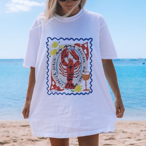 Noun New York, NYC Illustrations | Favorite part of summer ❤️🦞 Limited Edition, Montauk Lobster Dinner t-shirt & print. Available on my site until sold out!... | Instagram Lobster Shack, Lobster Dinner, T Shirt Print, Shirt Print, Cool Shirts, Tshirt Print, Shirt Designs, Limited Edition, Graphic Tees