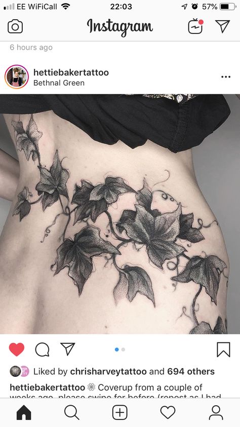 Poison Ivy Tattoo, Darkside Tattoo, Tattoo Cover Ups, Ivy Tattoo, Christian Tattoo, Sketch Style Tattoos, Feminine Tattoo Sleeves, Handpoke Tattoo, Vine Tattoos