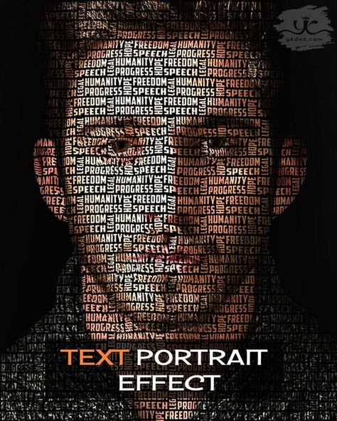 Text Portrait Effect in Photoshop Text Portrait Photoshop, Poster Effect, Text Portrait, Create Text, Photoshop Text, Photography Collage, Editing Skills, Portrait Poster, Photoshop Tips