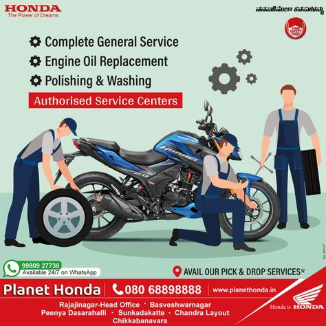 If your Two-Wheeler is under warranty, you must go to an authorised service centre without having a second thought. It's actually a no-brainer. Give your Honda Two-Wheeler a new year transformation. Book your service at Planet Honda. Our Package Includes -complete general service -Engine oil replacement -polishing and washing -Pick-Up & Drop service available* -T&C apply! To know more, please visit https://planethonda.in or contact us on 08068898888. #HondaBikes #PlanetHondaTwoWheelers Bike Service Poster, Oil Replacement, Year Transformation, Bike Service, Service Poster, Guys Fashion Casual, Offer Design, Guys Fashion, Oil Service