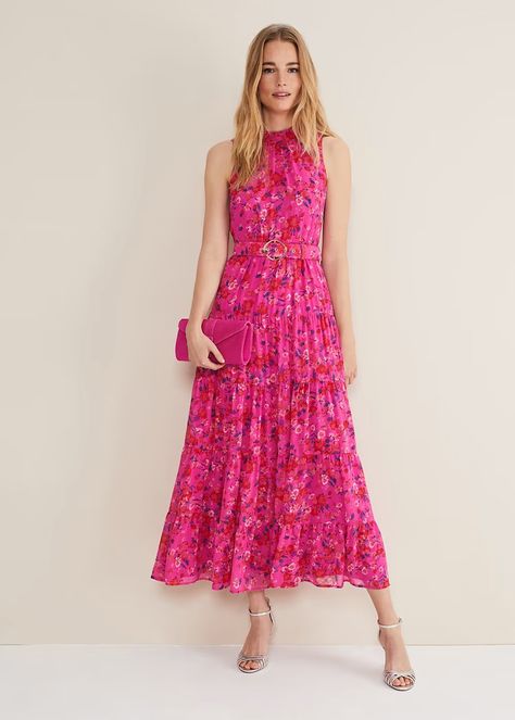 Kara Floral Tiered Maxi Dress | Pink Floral Pattern, Pink Maxi, Skirt Style, Gold Heels, Tiered Maxi Dress, Phase Eight, Dress Shapes, Pink Maxi Dress, Floor Length Dresses