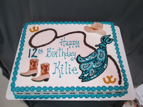 Western Sheet Cake Ideas, Rodeo Sheet Cake, Western Sheet Cake, Cowgirl Cakes Birthday, Vaquero Cake, Rodeo Birthday Cake, Country Birthday Cakes, Country Cakes, Cowgirl Birthday Cakes