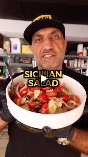 1.2K reactions · 299 shares | Here’s how to make this delicious Sicilian Salad.

Step 1: Prepare Your Vegetables
Into a large bowl, add some cubed boiled potatoes, halved cherry tomatoes, diced red onion, capers, and pitted Kalamata olives. 

Step 2: Add Your Oil & Spices
Sprinkle on some salt and dried oregano, and finish with some really good olive oil and a splash of red wine vinegar.

Give it a good toss and you’re ready to eat. 

The older I get, the more I appreciate good, fresh, simple food. There’s a reason recipes like this have been around hundreds of years. 

Definitely give it a try. 

#salad #saladrecipe #sicilian #sicilianfood #cookingathome #recipe | Sicilian Salad, Billy Parisi, Food Boards, Vegan Salads, Mediterranean Salad, Fruit Salads, Ethnic Food, Sicilian Recipes, Best Salad Recipes