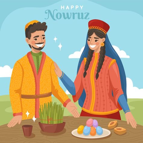 Nowruz Illustration, Persian Calendar, Pottery Incense, Haft Seen, Persian New Year, Holi Celebration, Ancient Persia, Vernal Equinox, Cultural Celebration