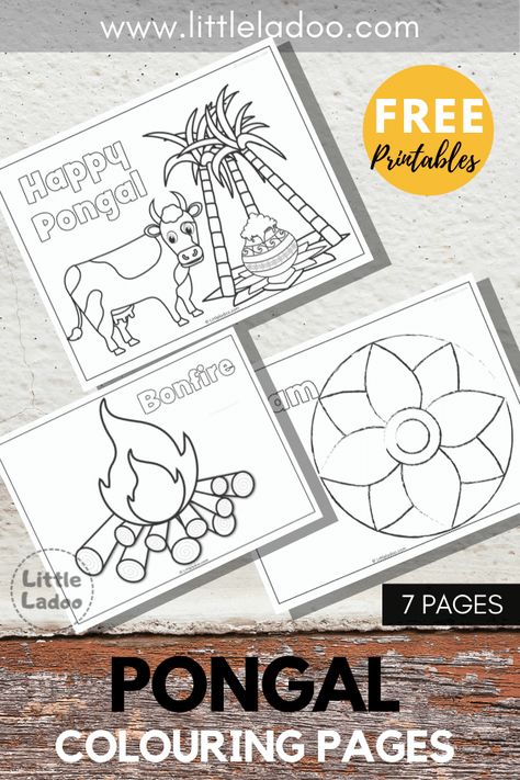 Pongal Colouring Pages - 7 free pongal colouring pages for kids Pongal Colouring Pages For Kids, Pongal Art And Craft Ideas For Kids, Pongal Drawing For Kids, Pongal Greeting Cards, Colouring Pages For Kids, Pongal Celebration, Happy Pongal, Baby Learning Activities, Dot Markers