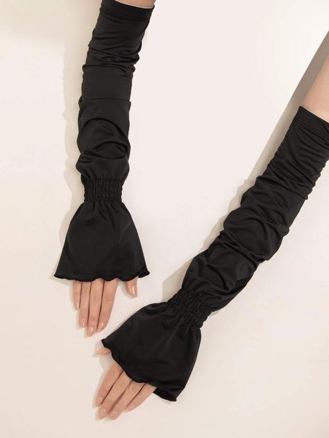 1pair Solid Arm Sleeves | SHEIN Arm Gloves Outfit, Aesthetic Sleeves, Arm Gloves, Gloves Aesthetic, Gloves Outfit, Fashion Gloves, Sleeves Designs For Dresses, Arm Sleeves, Dress Up Costumes