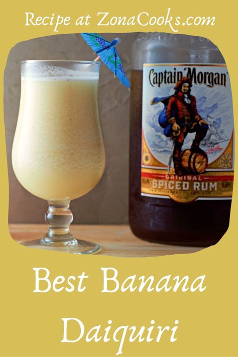 Captain Morgan Spiced Rum, Banana Daiquiri, Tropical Drink Recipes, Ice Blended, Beautiful Drinks, Rum Drinks Recipes, Banana Rum, Daiquiri Recipe, Alcholic Drinks