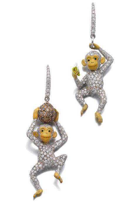 Leading our inaugural Geneva Fine Jewels sale on 1 June is a captivating jewellery collection by internationally acclaimed designer Michele... Monkey Jewelry, Ear Drops, 1 June, Diamond Pendent, Watch Jewelry, Animal Necklace, Jewelry Boards, Nature Inspired Design, African Jewelry