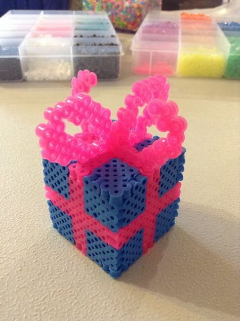 Happy Birthday! Perler Bead Box by Steph Leech-Pepin Perler Bead Happy Birthday, Perler Beads Birthday Ideas, Happy Birthday Perler Beads, Perler Birthday, Perler Creations, Hama Beads Design, Hama Perler, Pearls Diy, Hama Beads Patterns