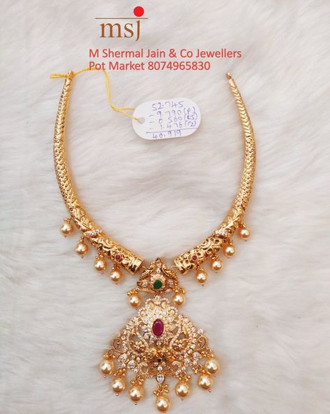 Nanu Designs Gold, Gold Kante Designs, Kante Gold Necklaces, Temple Jewellery Earrings, Gold Temple Jewellery, Gold Bridal Necklace, New Gold Jewellery Designs, Diamond Wedding Jewelry, Gold Jewelry Simple Necklace