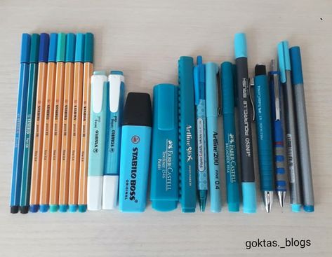 #blue All Blue School Supplies, Blue School Supplies, School Supplies Blue, Blue Stationary, School Suplies, Stationery Obsession, Stationary Store, Cute Stationary School Supplies, Cute School Stationary