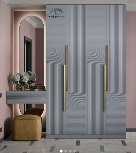 Sliding Wardrobe Internal Design, Fluted Wardrobe Doors, Sliding Door Wardrobe With Mirror, Almira Design, Wardrobe Shutter Design, Latest Cupboard Designs, Wardrobe Laminate Design, Typographic Layout, Dream Closet Design