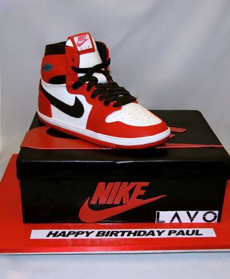 Nike Party, Michael Jordan Birthday, Nike Cake, Sneaker Cake, Jordan Cake, Happy Birthday Paul, Cake Design For Men, Shoe Cakes