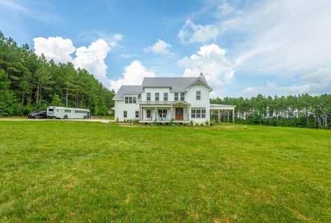 A Modern Farmhouse For Sale in Signal Mountain, Tennessee - Hooked on Houses Signal Mountain Tennessee, Antique Stained Glass Windows, Wood Staircase, Modern Farmhouse Kitchens, Farmhouse Style House, Barn Style, Types Of Houses, Stone Fireplace, Custom Lighting