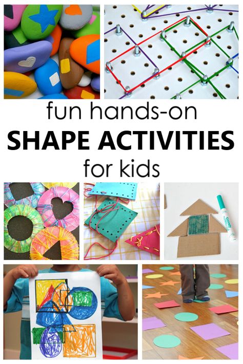 Try these fun shape activities to help preschoolers and kindergarteners learn about 2D shapes in a playful, hands-on way. For Kindergarten Activities, Preschool Color Activities, Ideas For Kindergarten, Shape Activities, Shape Activities Preschool, Creative Worksheets, Shapes Kindergarten, Teaching Shapes, Activities For Kindergarten