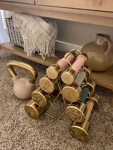 Workout gear Weights Lift Target finds gold Pink Weights Aesthetic, Pretty Weights, Gym Weights Aesthetic, Cute Weights, Aesthetic Weights, Weight Lifting Aesthetic, Weights Aesthetic, Lifting Weights Women, Home Weights