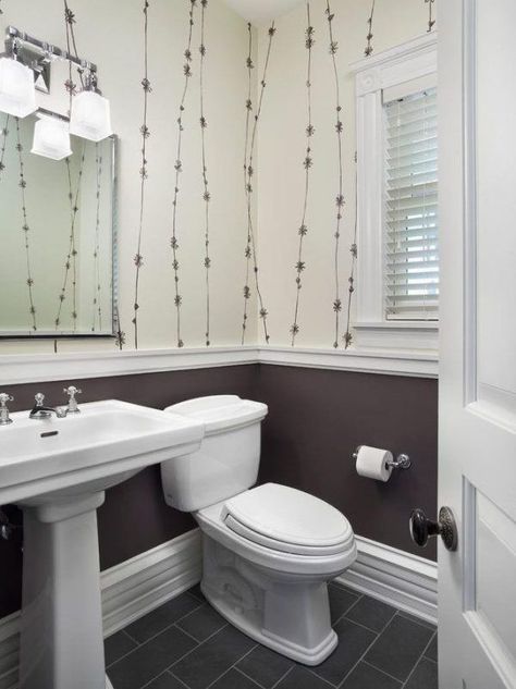 Bathroom Chair Rail Ideas | RenoCompare 2022 Traditional Powder Room, Powder Room Design Ideas, Bathroom Chair, Wainscoting Bedroom, Wainscoting Bathroom, Gray And White Bathroom, Dining Room Wainscoting, Powder Room Design, Great Bathrooms