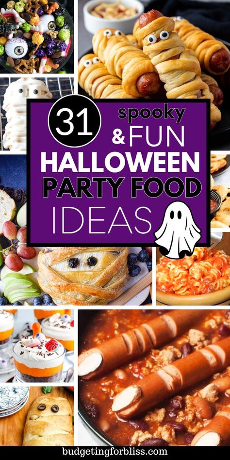 Halloween Party Food Ideas Teens, Halloween Book Club Food, Quick Party Snacks, Girls Night In Food, Spooky Recipes, Fun Halloween Party Food, Halloween Party Candy, Book Club Food, Halloween Party Food Ideas