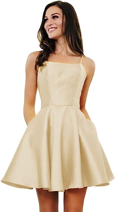 Grade 8 Grad Dresses, Prom Dress For Teens, Homecoming Dresses For Teens, Dress For Teens, School Dance Dresses, Graduation Party Dresses, Satin Homecoming Dress, Short Homecoming Dresses, Dresses With Pockets